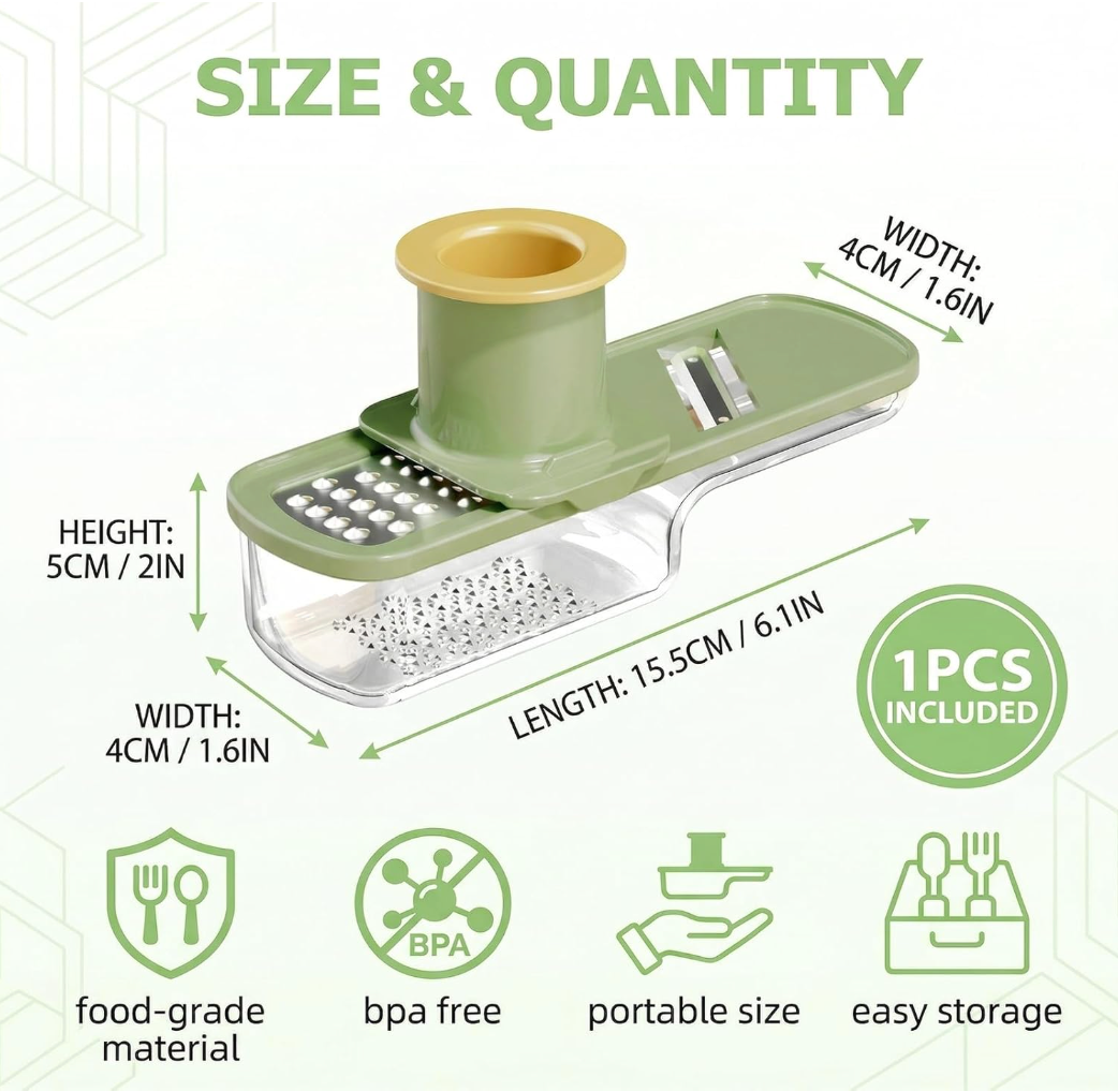 3-in-1 Hand Press Vegetable & Garlic Chopper – No Mess Kitchen Tool