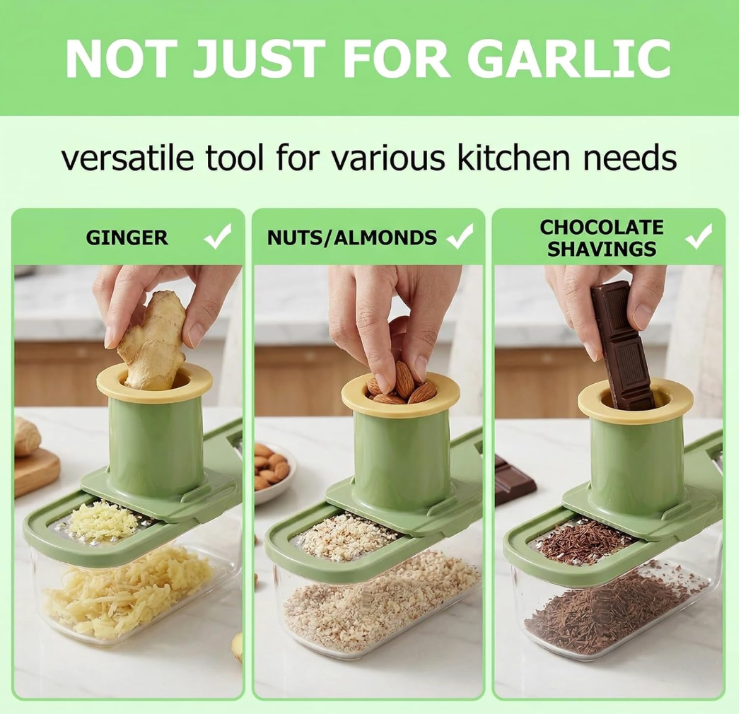 3-in-1 Hand Press Vegetable & Garlic Chopper – No Mess Kitchen Tool