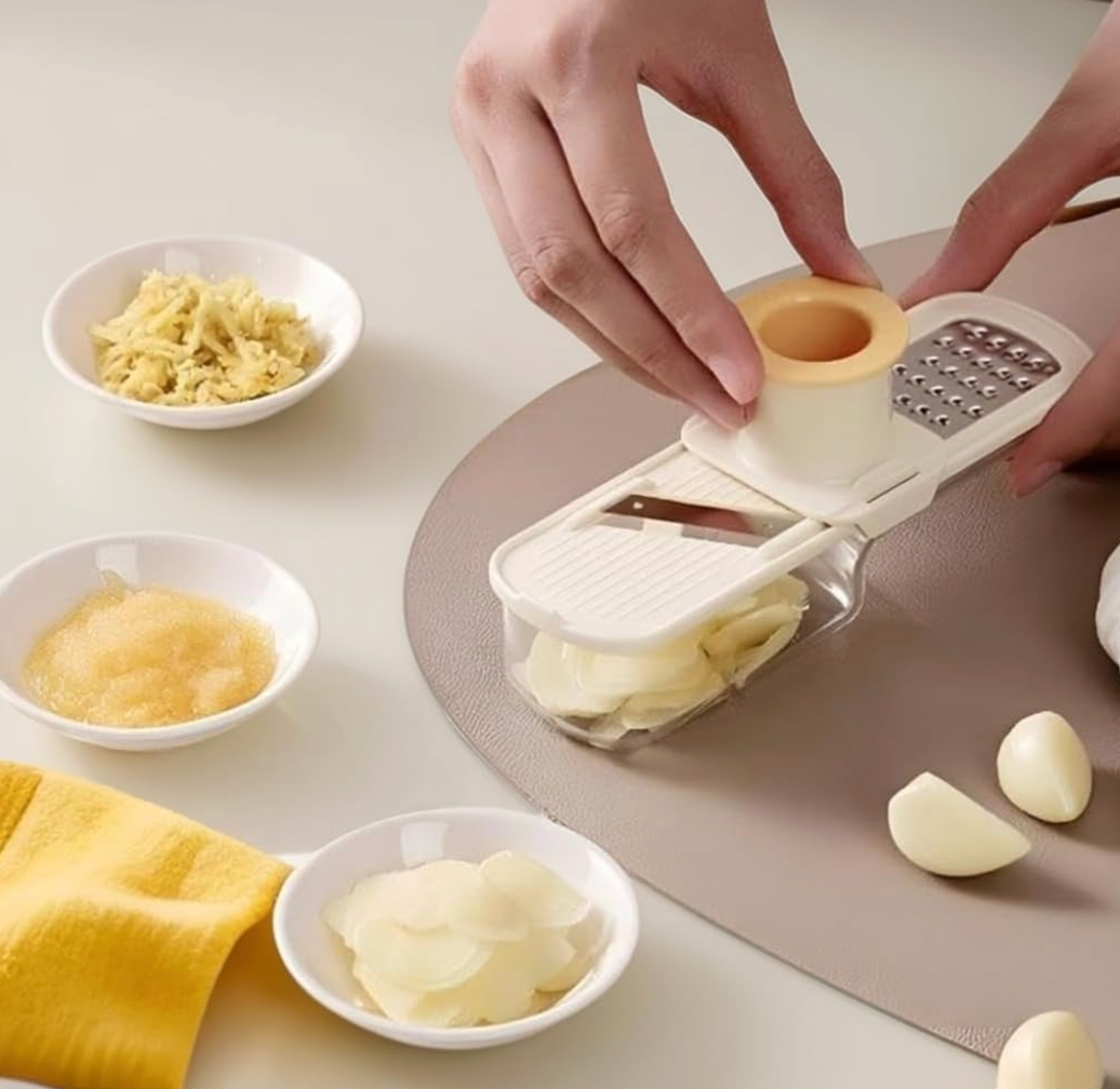 3-in-1 Hand Press Vegetable & Garlic Chopper – No Mess Kitchen Tool
