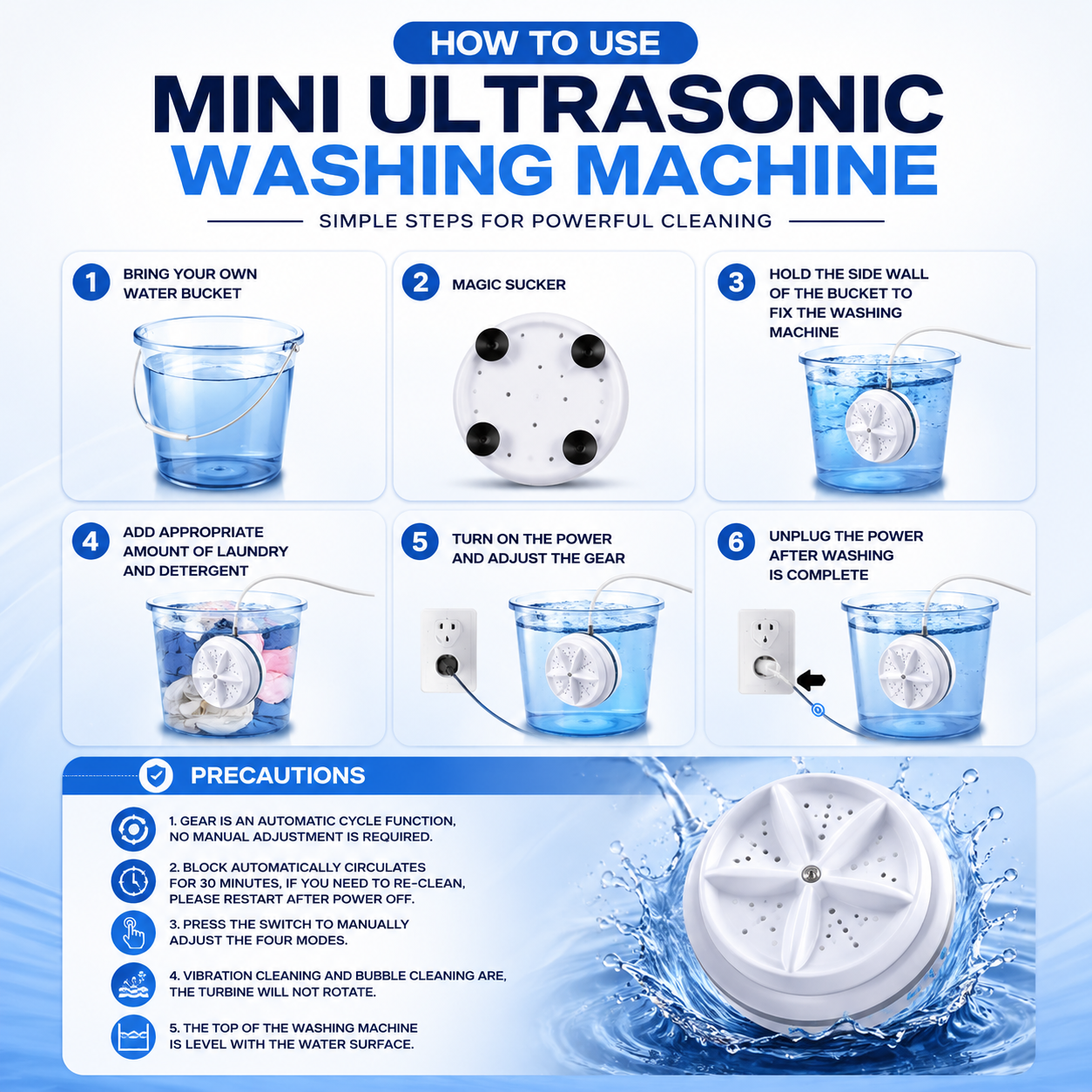 AquaSpin™ Portable 3-in-1 Mini Washing Machine